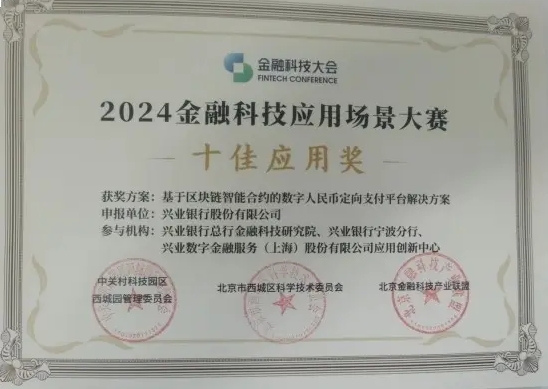 十佳应用奖！兴业银行宁波分行金融科技应用